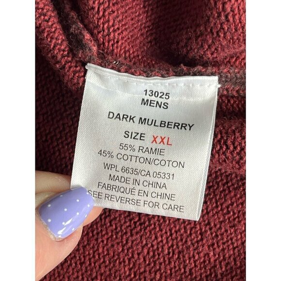 Woolrich Men's Sz 2XL Burgundy (Dark Mulberry)  Hooded Pullover Sweater - Picture 5 of 7
